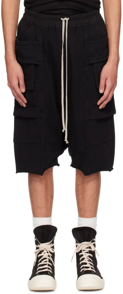 Rick Owens Drkshdw Black Creatch Cargo Pods Shorts In 09 Black