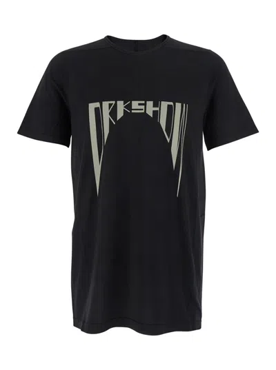 Rick Owens Drkshdw Black Crewneck T-shirt With Logo Print On The Front In Cotton Man