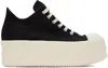 Rick Owens Drkshdw Black Double Bumper Low Sneakers In 911 Black/milk/milk