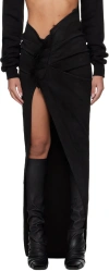 RICK OWENS DRKSHDW BLACK EDFU DENIM MAXI SKIRT