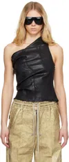 Rick Owens Drkshdw Denim Top With Asymmetrical Neckline And Side Ties In 09 Black