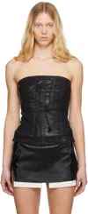 Rick Owens Drkshdw Black Hollywood Bustier Denim Top In 09 Black