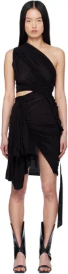 Rick Owens Drkshdw Black Hollywood Cotton Gauze Jersey Fog Minidress In 09 Black