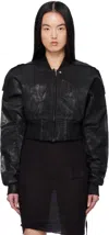Rick Owens Drkshdw Black Hollywood Cropped Denim Flight Jacket In 09 Black
