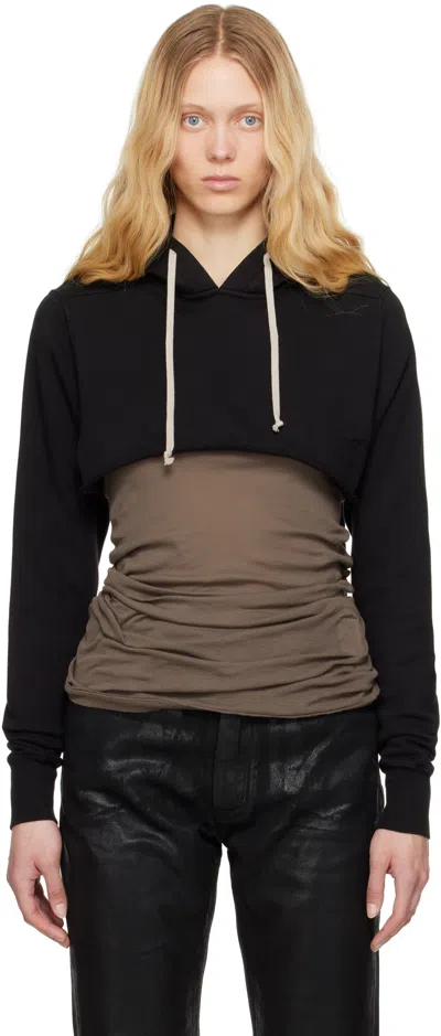 Rick Owens Drkshdw Black Hollywood Cropped Hoodie In 09 Black