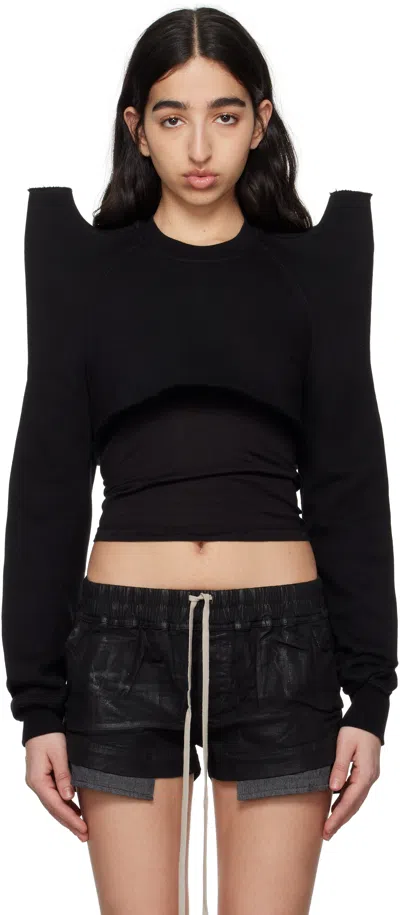 Rick Owens Drkshdw Black Hollywood Cropped Tecsweat Sweatshirt In 09 Black