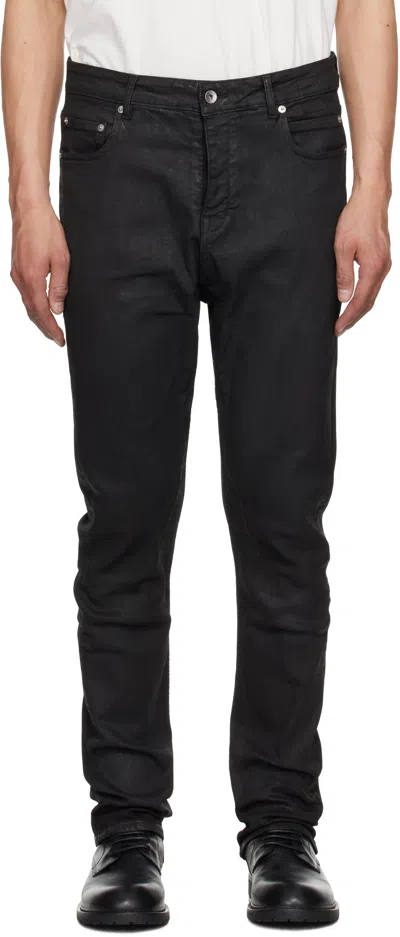 Rick Owens Drkshdw Black Hollywood Detroit Cut Jeans In 99 Black/black
