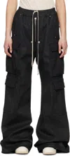 Rick Owens Drkshdw Black Porterville Double Cargo Jumbo Belas Trousers In 99 Black/black