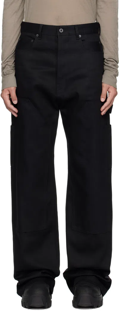 Rick Owens Drkshdw Black Hollywood Double Knee Geth Cut Jeans