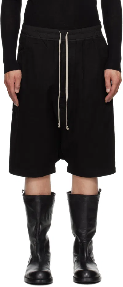 RICK OWENS DRKSHDW BLACK HOLLYWOOD DRAWSTRING PODS SHORTS