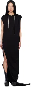 Rick Owens Drkshdw Drkshdw By Rick Owens Hooded Black Maxi Dress With Side Slits In 09 Black