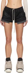 Rick Owens Drkshdw 'layered Design' Elastic Waistband Shorts In 09 Black