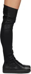 Rick Owens Drkshdw Black Hollywood High Sock Sneaks Tall Boots In All Black