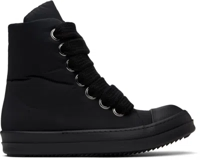 Rick Owens Drkshdw Black Hollywood Jumbo Lace Puffer Sneakers In 09all All Black
