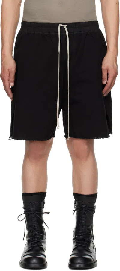 RICK OWENS DRKSHDW BLACK HOLLYWOOD LONG BOXERS BUTT ZIPP SHORTS