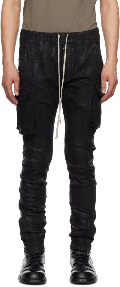 Rick Owens Drkshdw Black Hollywood Mastodon Cut Cargo Pants In 09 Black