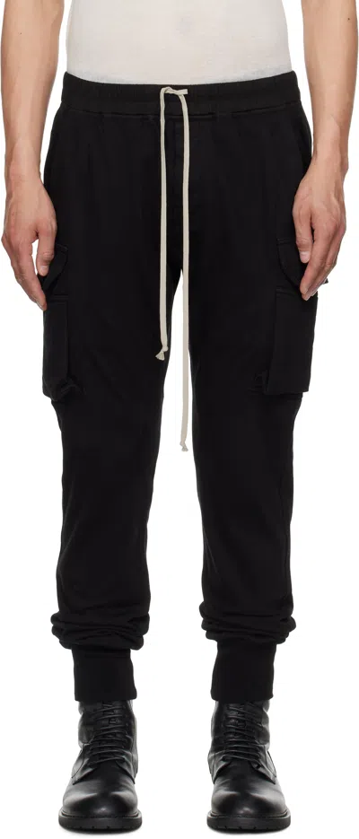 RICK OWENS DRKSHDW BLACK HOLLYWOOD MASTODON CUT CARGO PANTS