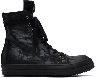 Rick Owens Drkshdw Black Hollywood Megacrust Denim Sneaks Sneakers In 09all All Black