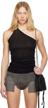 Rick Owens Drkshdw Black Hollywood One Shoulder Tank Top In 09 Black