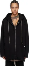 Rick Owens Drkshdw Black Hollywood Peter Zipped Hoodie In 09 Black