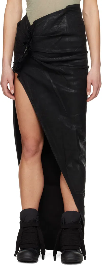 Rick Owens Drkshdw Black Hollywood Soft Edfu Denim Maxi Skirt In 09 Black