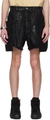 Rick Owens Drkshdw Black Hollywood Stefan Denim Cargo Shorts In 09 Black