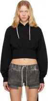 Rick Owens Drkshdw Cropped Hoodie With Drawstring And Hood In 09 Black