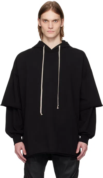 Rick Owens Drkshdw Black Hollywood Tommy Hustler Hoodie In 09 Black