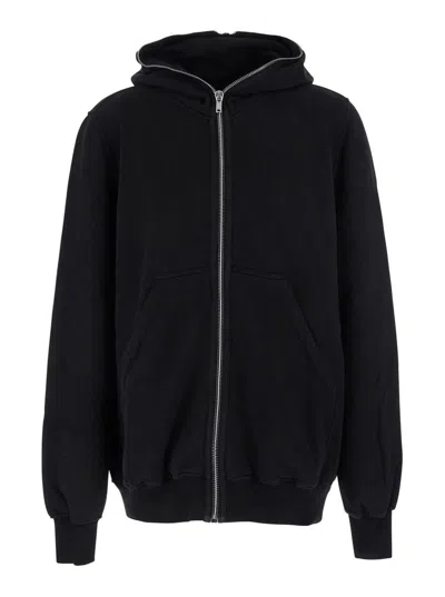 Rick Owens Drkshdw Black Hoodie With Kangaroo Pocket On The Front In Cotton Man