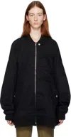 Rick Owens Drkshdw Black Jumbo Flight Bomber Jacket In 09 Black