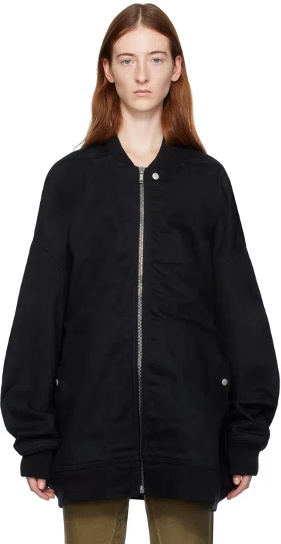Rick Owens Drkshdw Black Jumbo Flight Bomber Jacket In 09 Black