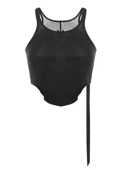 Rick Owens Drkshdw Black Lace Detail Cotton Tank Top