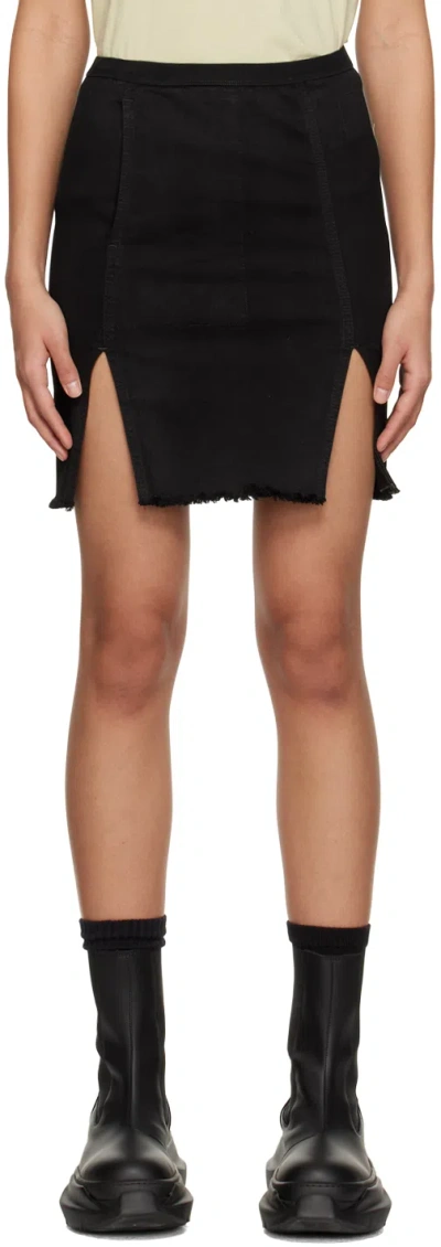 Rick Owens Drkshdw Black Lido Denim Miniskirt In 09 Black