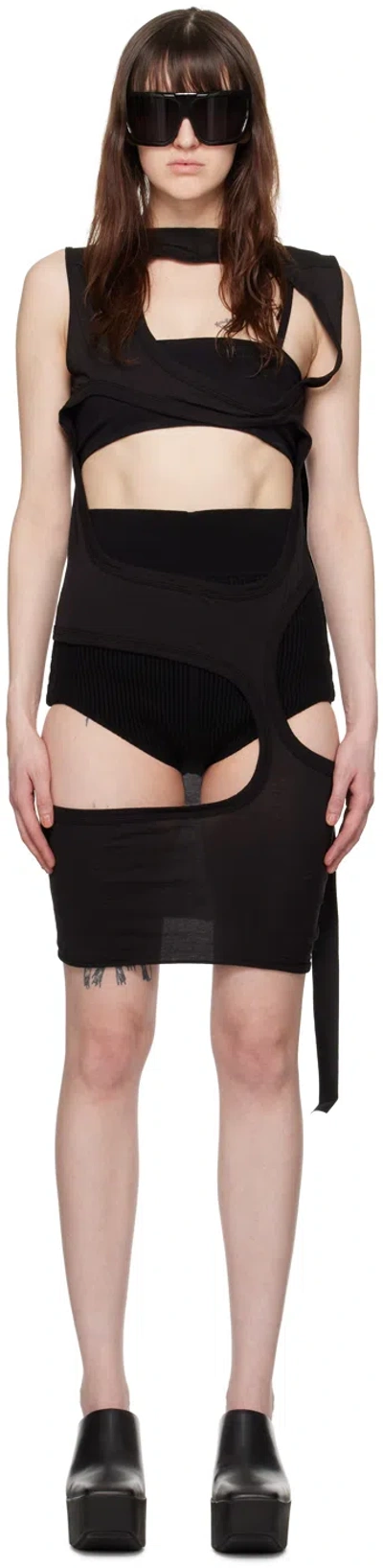 Rick Owens Drkshdw Black Membrane Iii Minidress In 09 Black