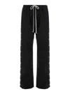 RICK OWENS DRKSHDW BLACK PANTS WITH SNAP BUTTONS AND DRAWSTRING IN COTTON MAN