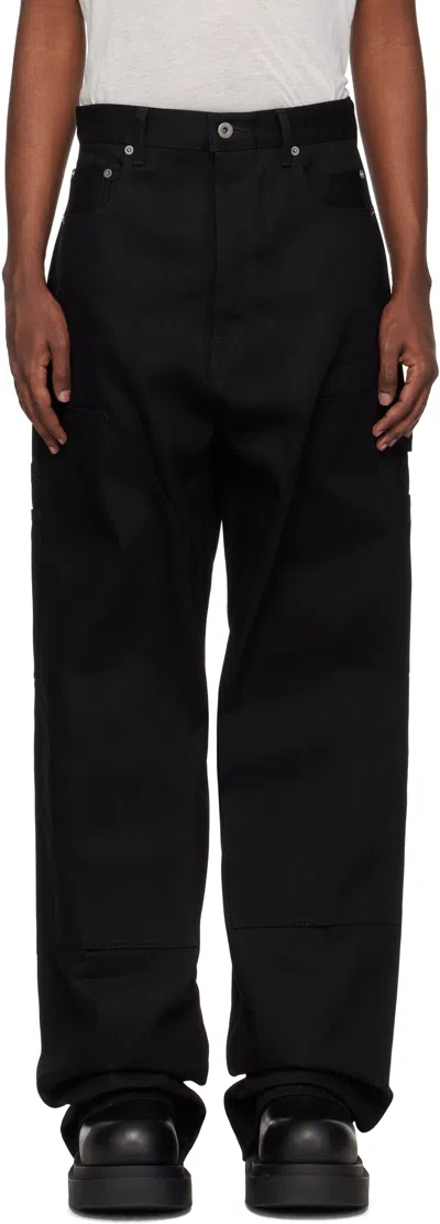 Rick Owens Drkshdw Black Porterville Double Knee Geth Cut Jeans In 09 Black