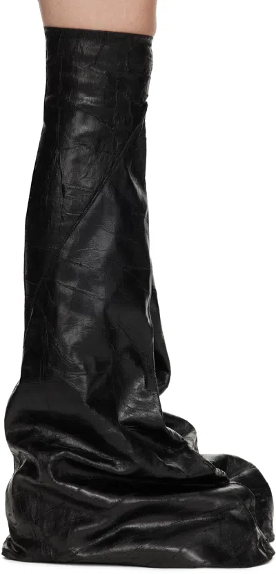 RICK OWENS DRKSHDW BLACK PORTERVILLE FETISH TALL BOOTS
