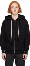 Rick Owens Drkshdw Relaxed Fit Black Zip-up Hoodie With Extended Fabric Detail In 09 Black