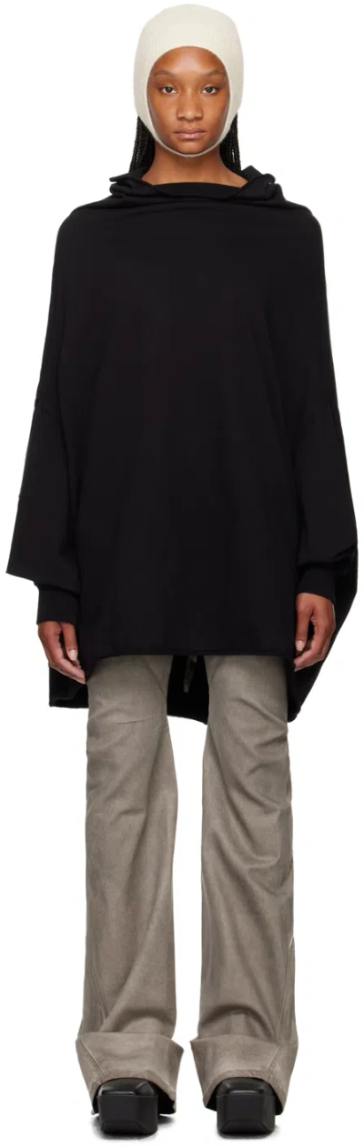 Rick Owens Drkshdw Black Porterville Shroud Sweatshirt In 09 Black