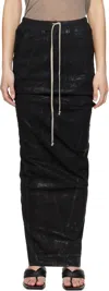 Rick Owens Drkshdw Black Pull On Pillar Denim Maxi Skirt In 09 Black