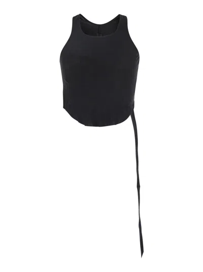 Rick Owens Drkshdw Black Racerback Top With Oversize Band