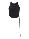 Rick Owens Drkshdw Black Racerback Top With Oversize Band In Black