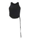 Rick Owens Drkshdw Black Racerback Top With Oversize Band In Black