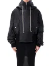 Rick Owens Drkshdw Cropped Parka With Drawstring And Hood In Black