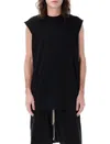 Rick Owens Drkshdw Black Sleeveless Tarp Tee With Dropped Armholes