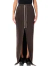 Rick Owens Drkshdw Phleg Pillar Drawstring Slit Skirt In Brown