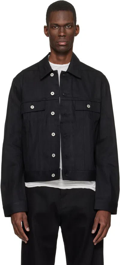 Rick Owens Drkshdw Temple Long-sleeved Denim Jacket In Black