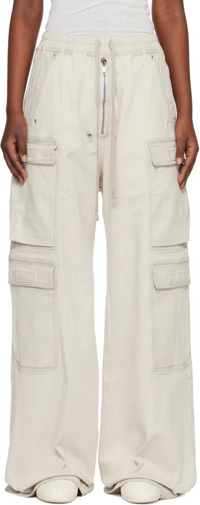 Rick Owens Drkshdw Temple Double Jumbo Belas Cargo Wide-leg Jeans In White