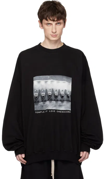 Rick Owens Drkshdw Black Temple Hun Crewneck Sweatshirt