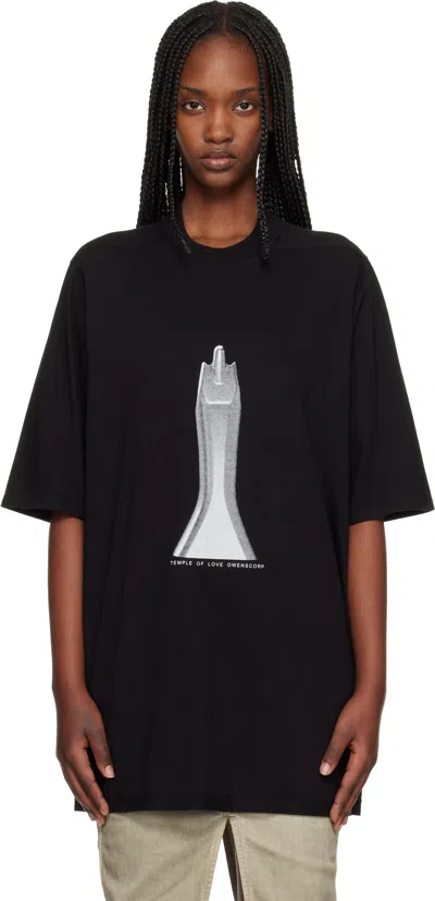 Rick Owens Drkshdw Jumbo Ss Silver Graphic T-shirt In Black